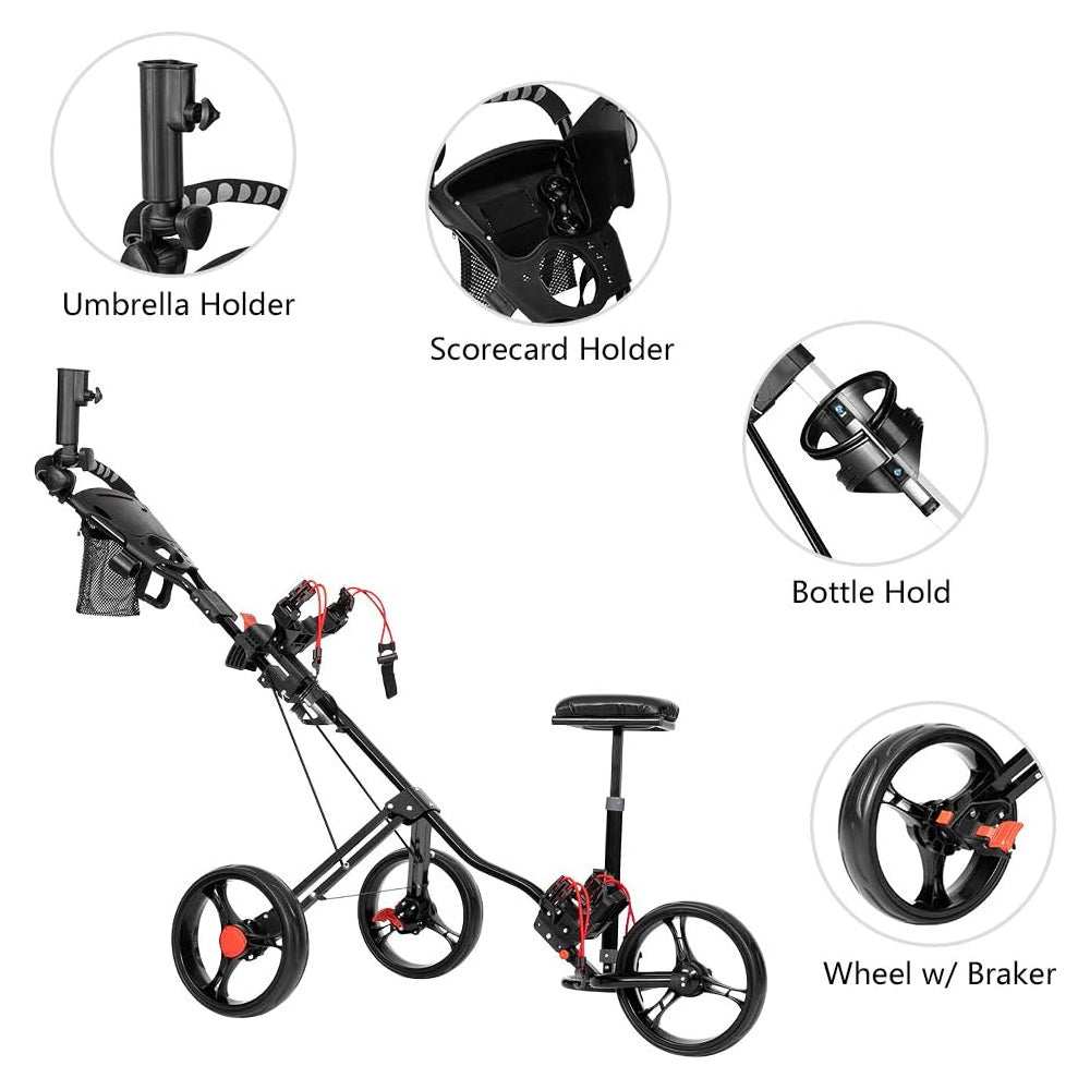 3 Wheel Golf Trundler – 3 Wheel Golf Push Cart Lightweight