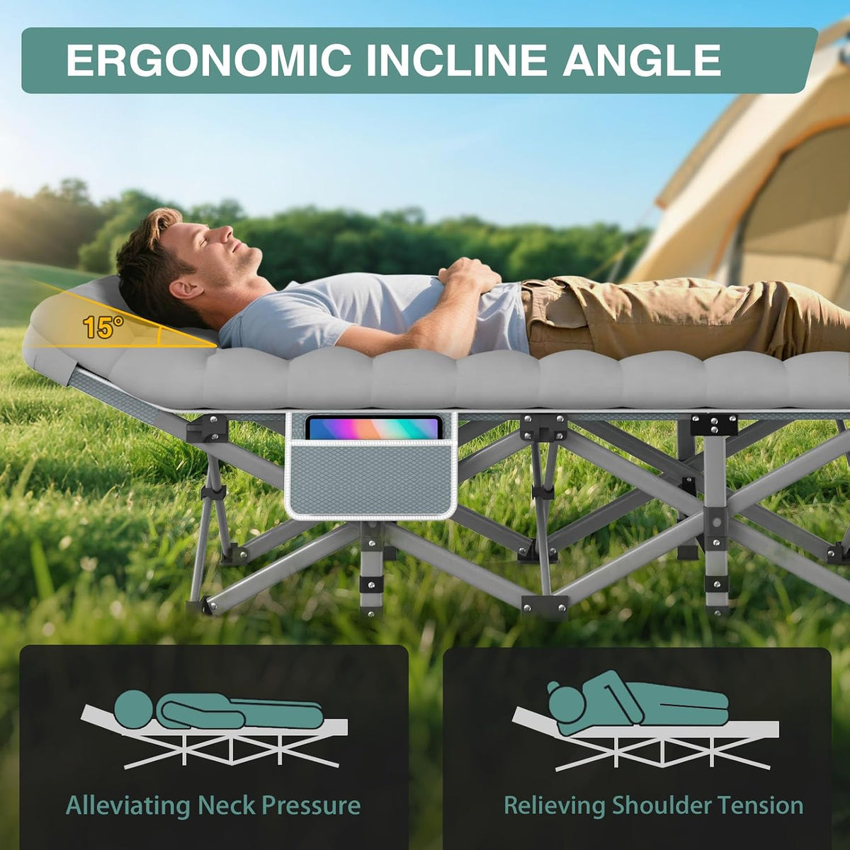 Folding Camping Bed Cots with Mattress