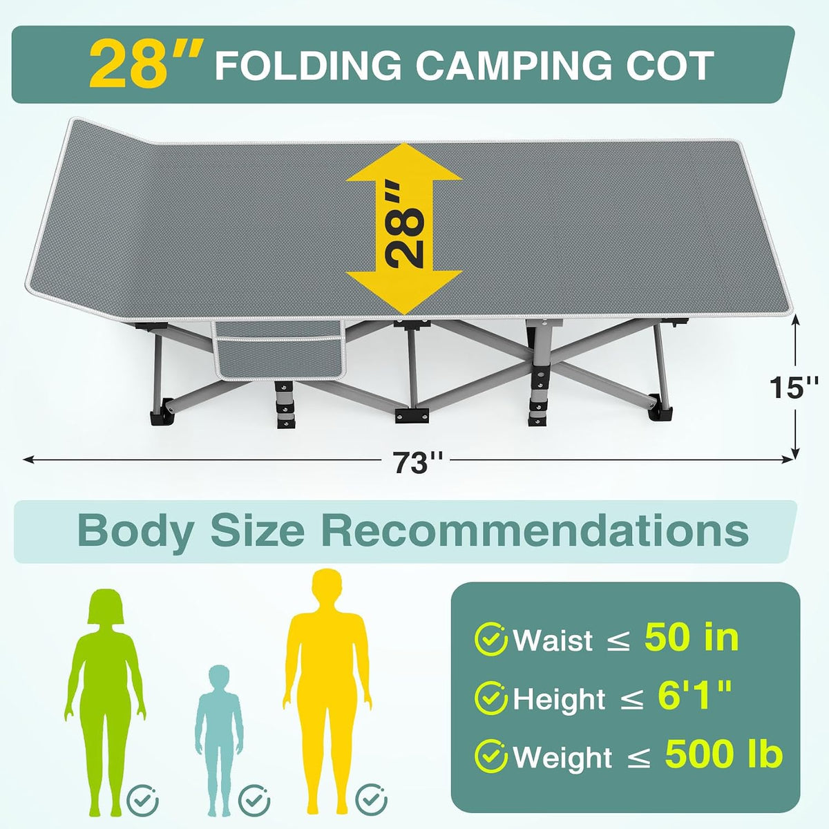 Folding Camping Bed Cots with Mattress