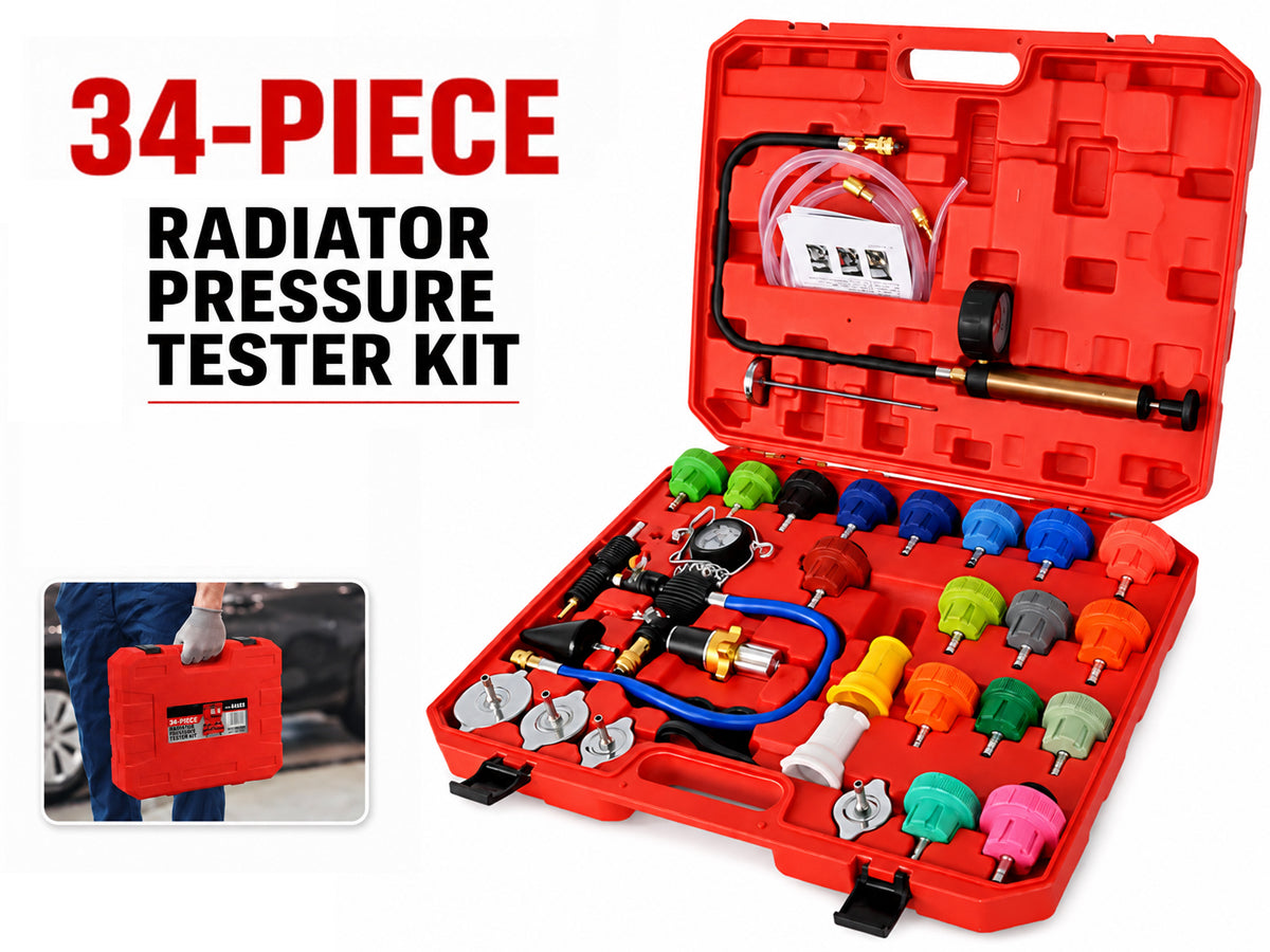 34pcs Radiator Pump Cooling System Pressure Tester Vacuum Purge Kit
