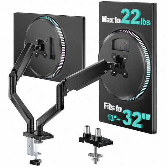 Dual Monitor Stand  Adjustable Desk Mount for 13–32 Inch Screens