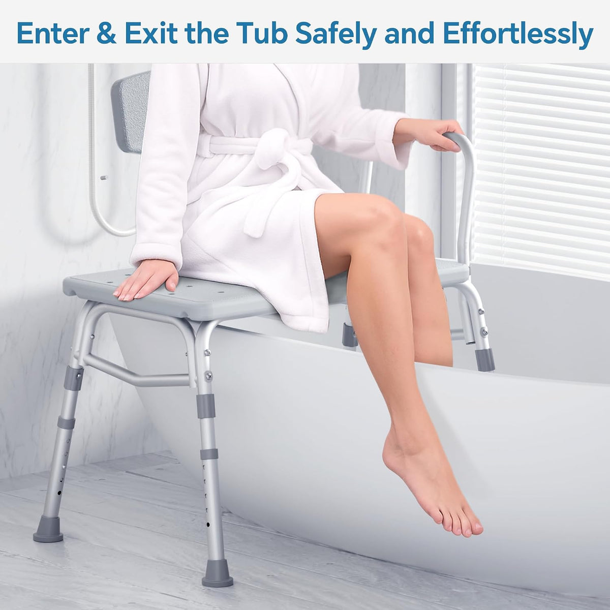 Adjustable Tub Transfer Bench with Armrest and Backrest