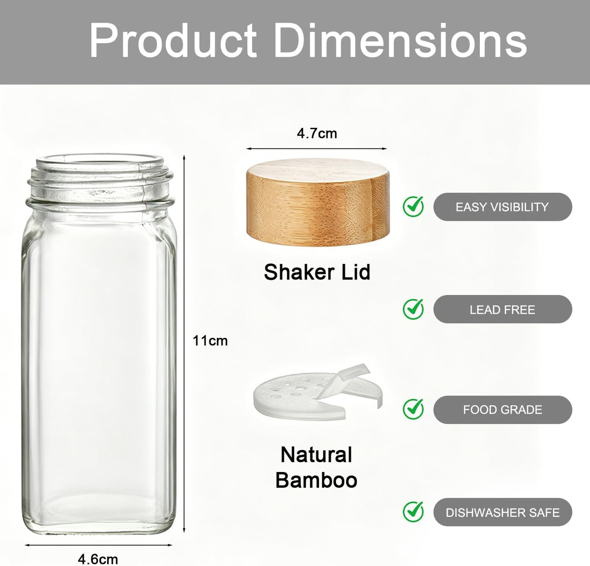 24Pc Glass Spice Jar Set with Acacia Wood Lids & Shakers