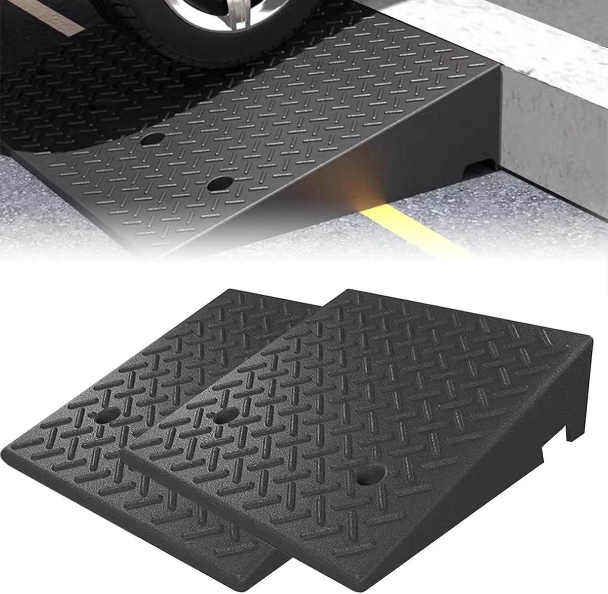 Rubber Curb Ramp 2 Piece Set 48x32cm - Black