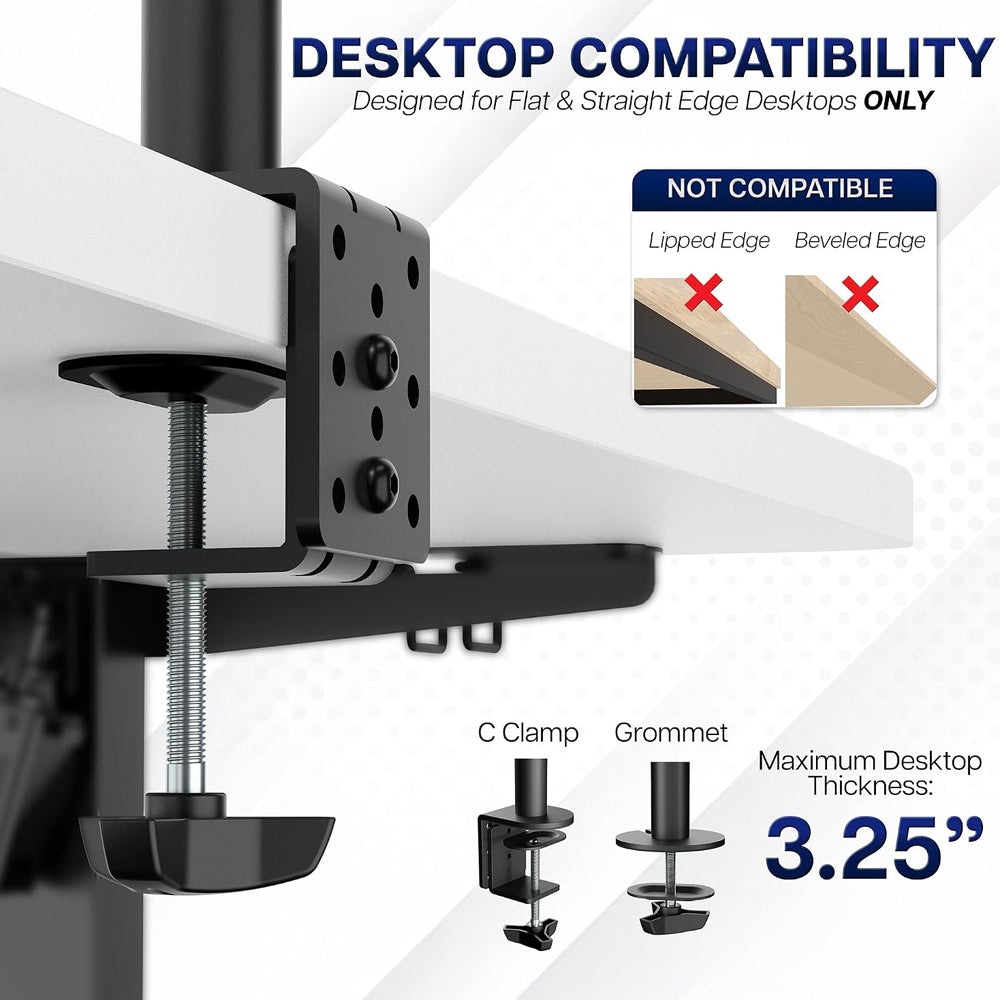 Dual Gas Spring Monitor Arm Desk Mount for 13-30 Inch Monitors