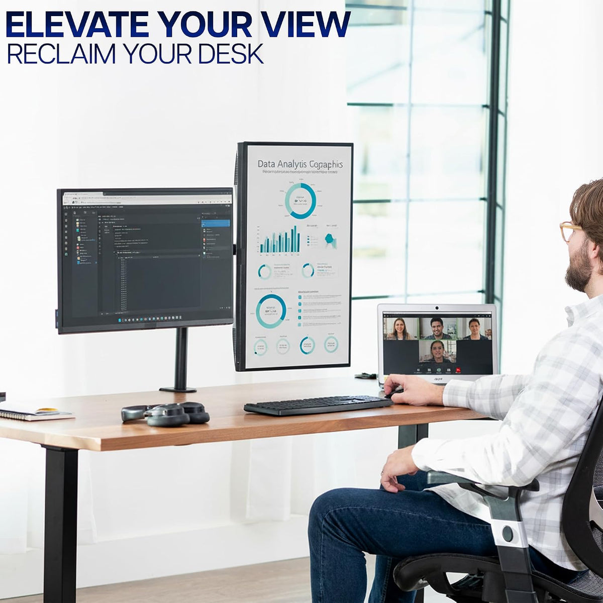 Dual Gas Spring Monitor Arm Desk Mount for 13-30 Inch Monitors