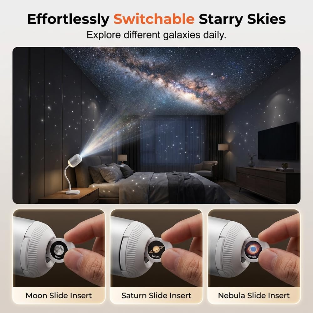 Galaxy Projector Night Light with 24 Films, 2-in-1 Ocean HD Smart Projector