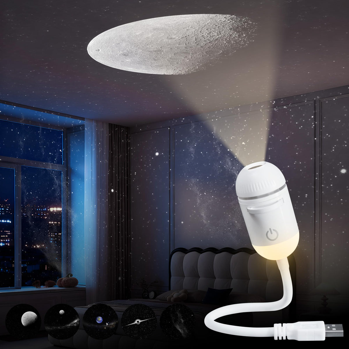 Galaxy Projector Night Light with 24 Films, 2-in-1 Ocean HD Smart Projector