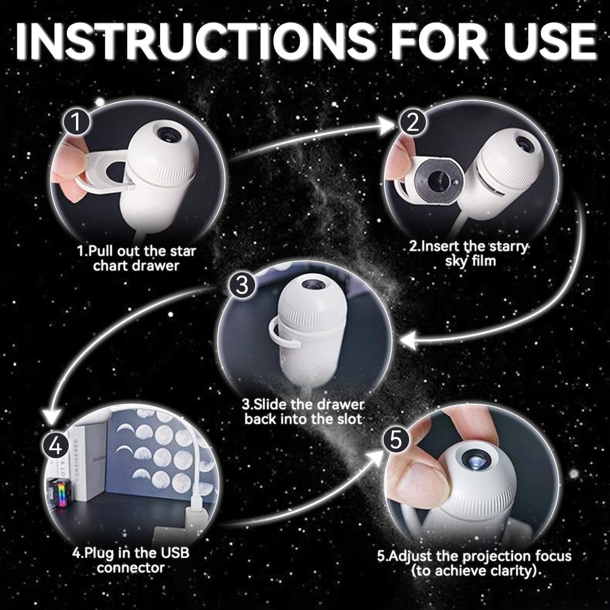 Galaxy Projector Night Light with 24 Films, 2-in-1 Ocean HD Smart Projector