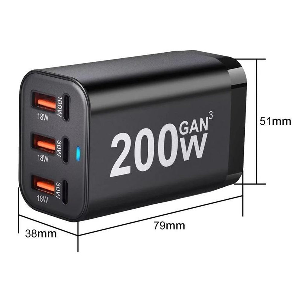200W 6 Port GaN Super Fast PD Phone Charger