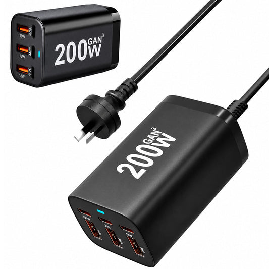 200W 6 Port GaN Super Fast PD Phone Charger