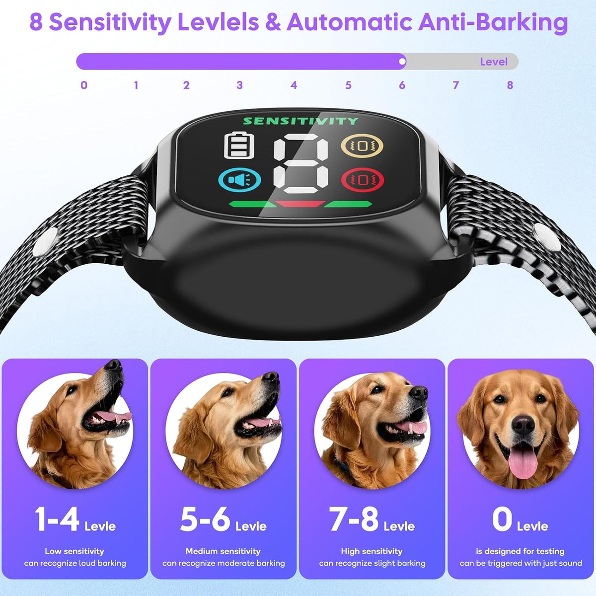 Anti Bark Dog Training Collar with 4 Training Modes