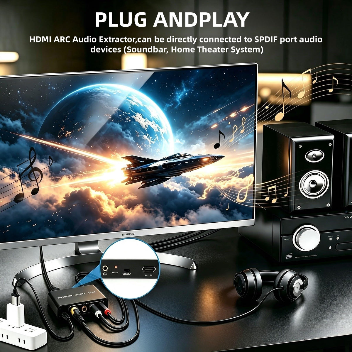 HDMI HDTV video audio converter ARC Audio Extractor Adaptor