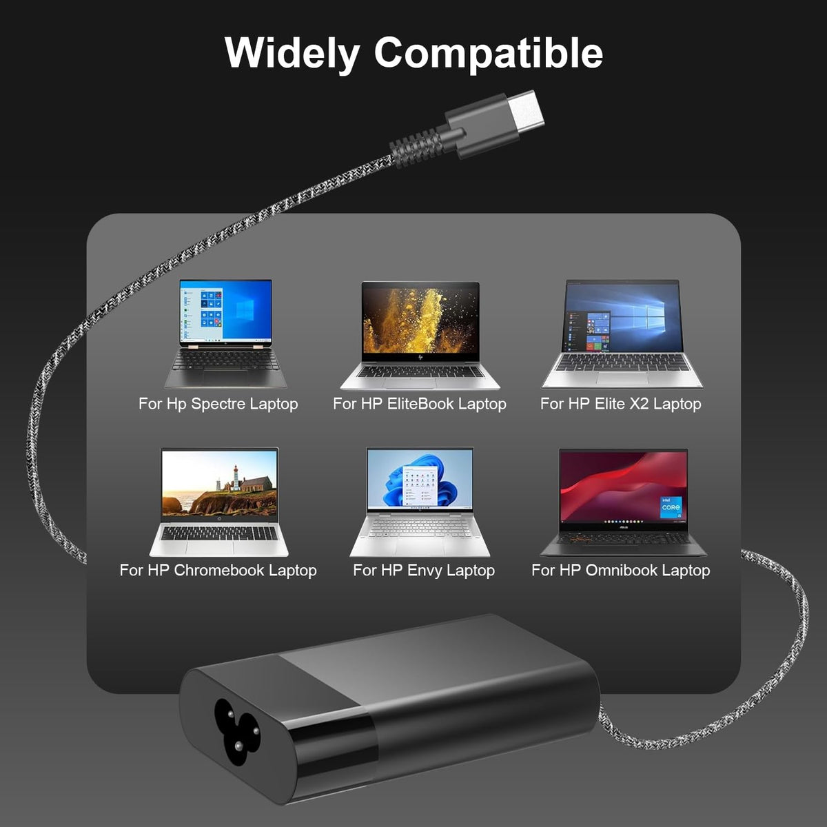65W HP Laptop Charger USB C