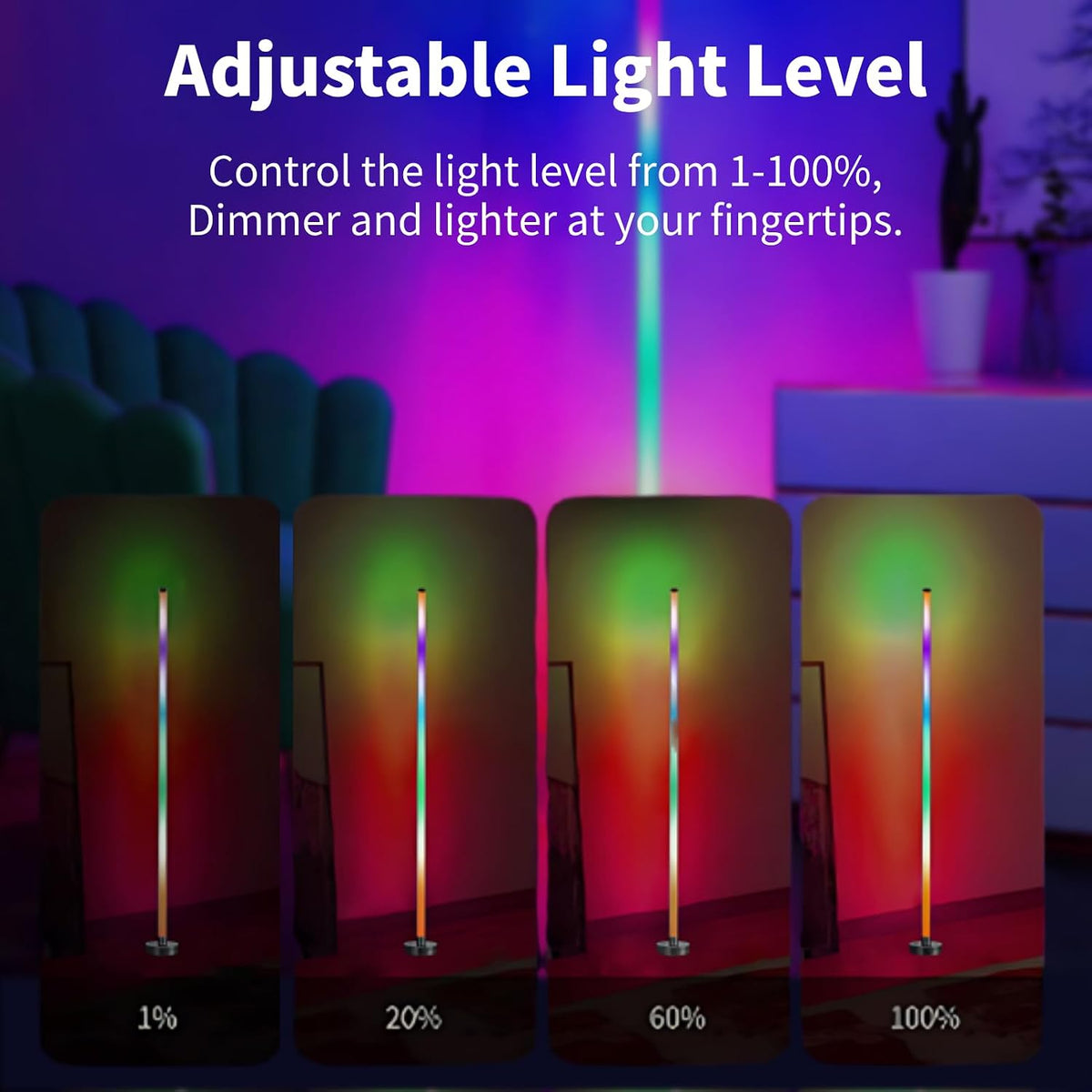 Corner Floor Lamp, 2 Pack LED Corner Lamp