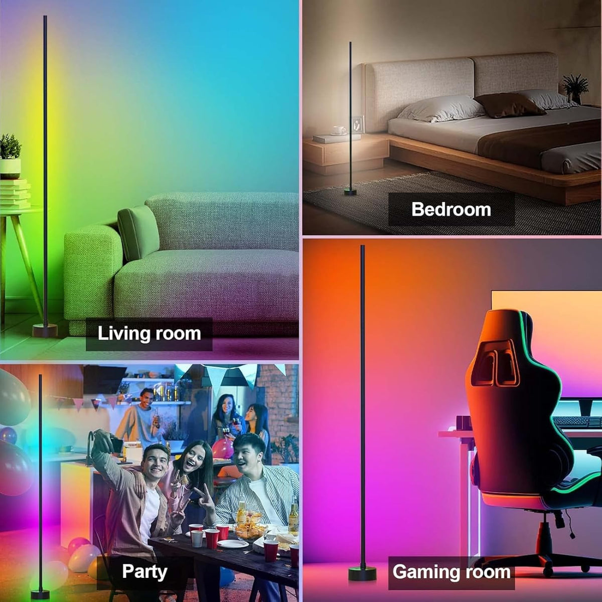 Corner Floor Lamp, 2 Pack LED Corner Lamp