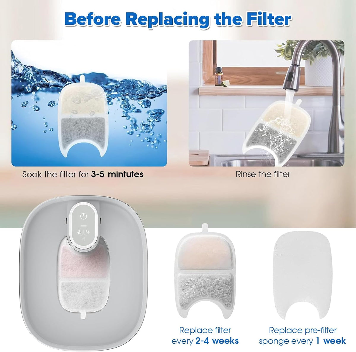4 Pack Pet Water Fountain Filter