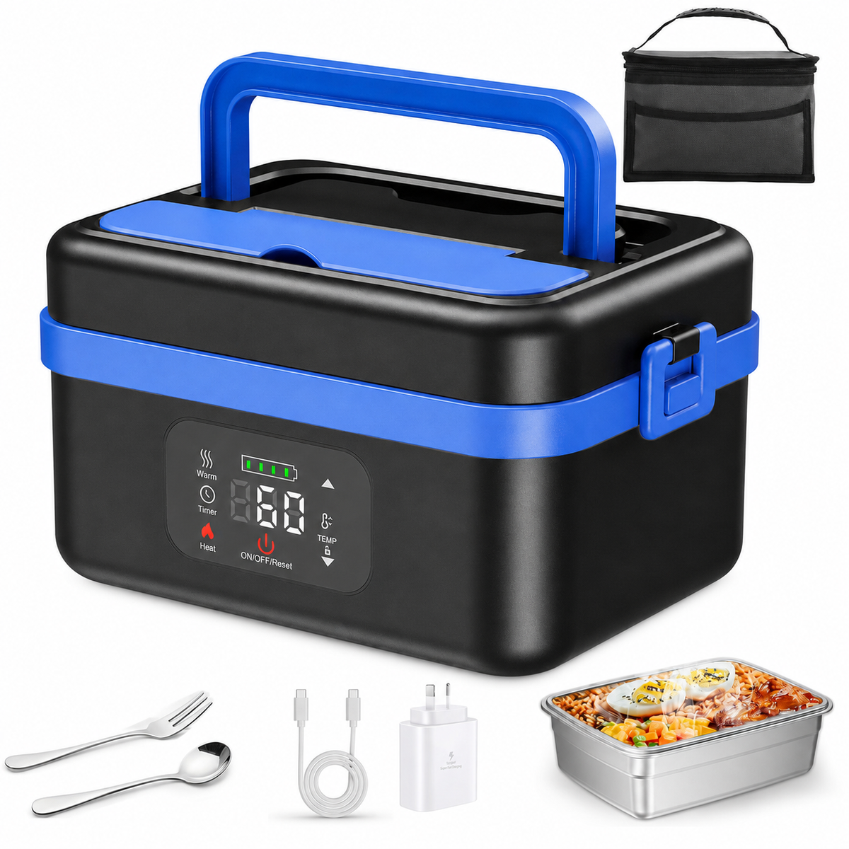 Portable Self Heating Electric Lunch Box Food Warmer