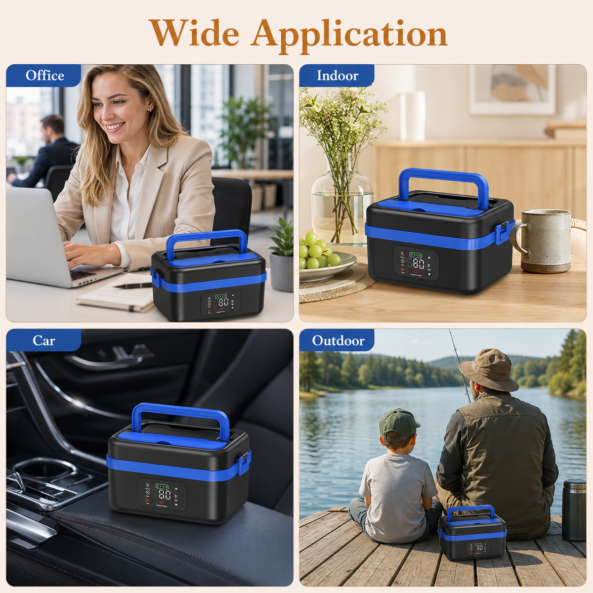 Portable Self Heating Electric Lunch Box Food Warmer