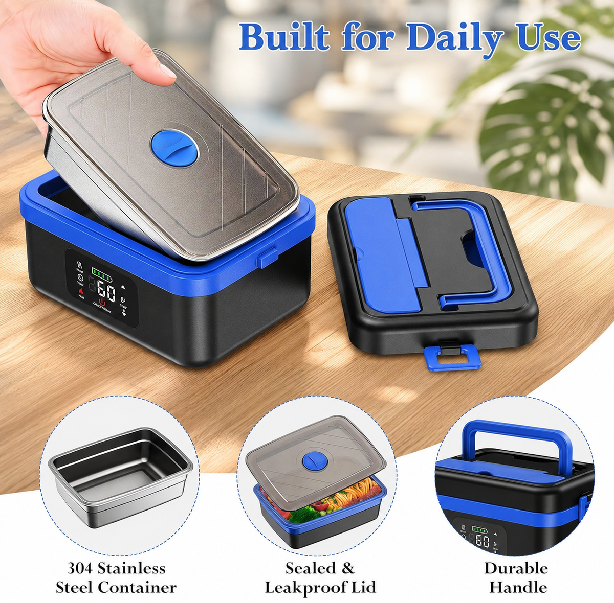 Portable Self Heating Electric Lunch Box Food Warmer