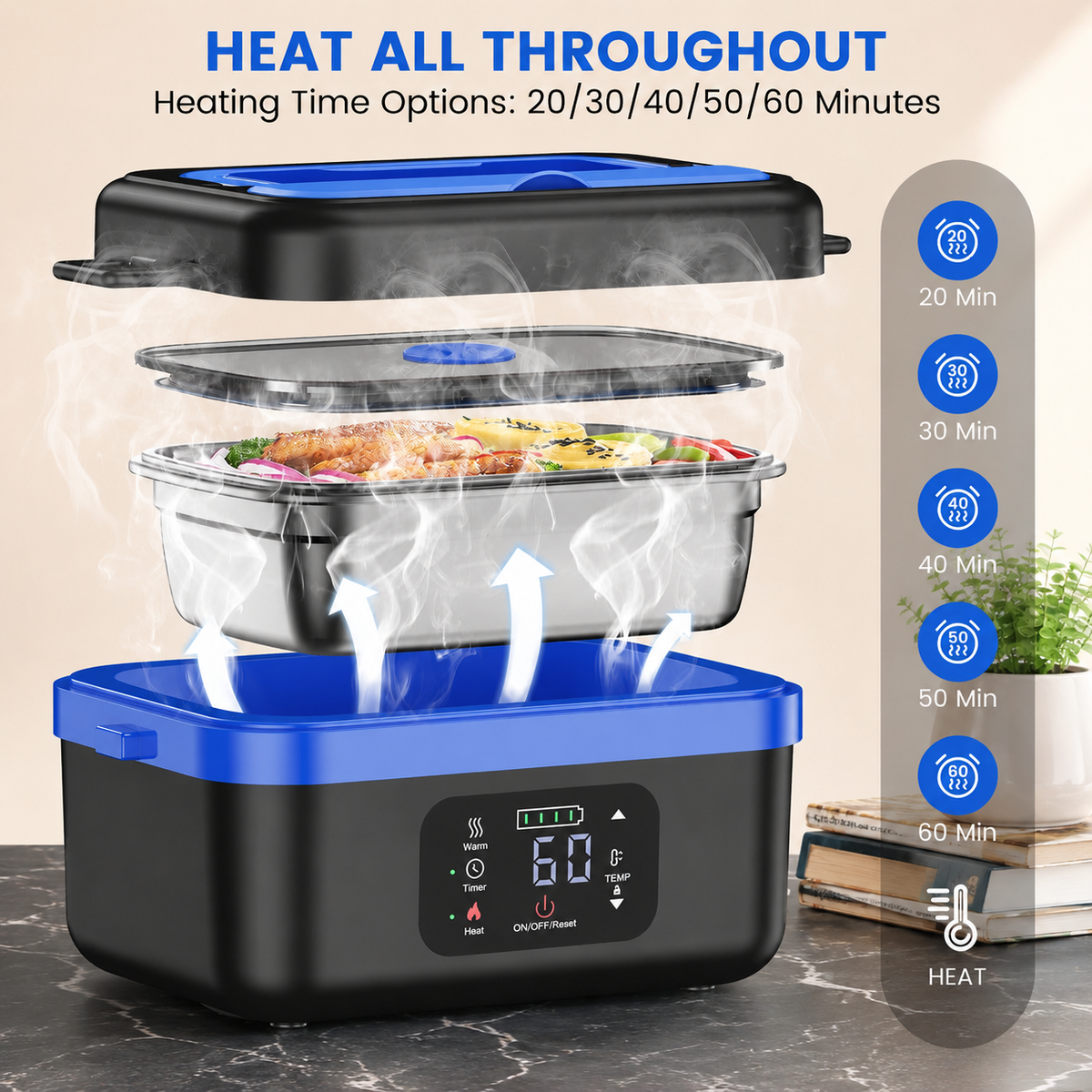 Portable Self Heating Electric Lunch Box Food Warmer