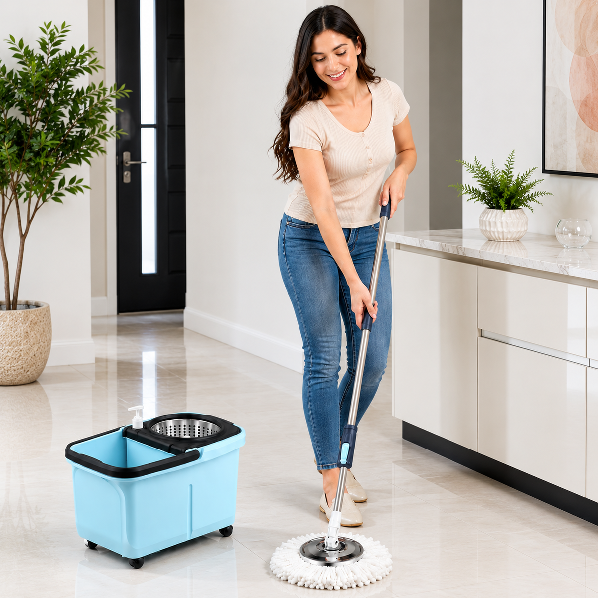360 Spin Mop + Bucket Set Magic Mop Rotate Spinning Microfiber Mop