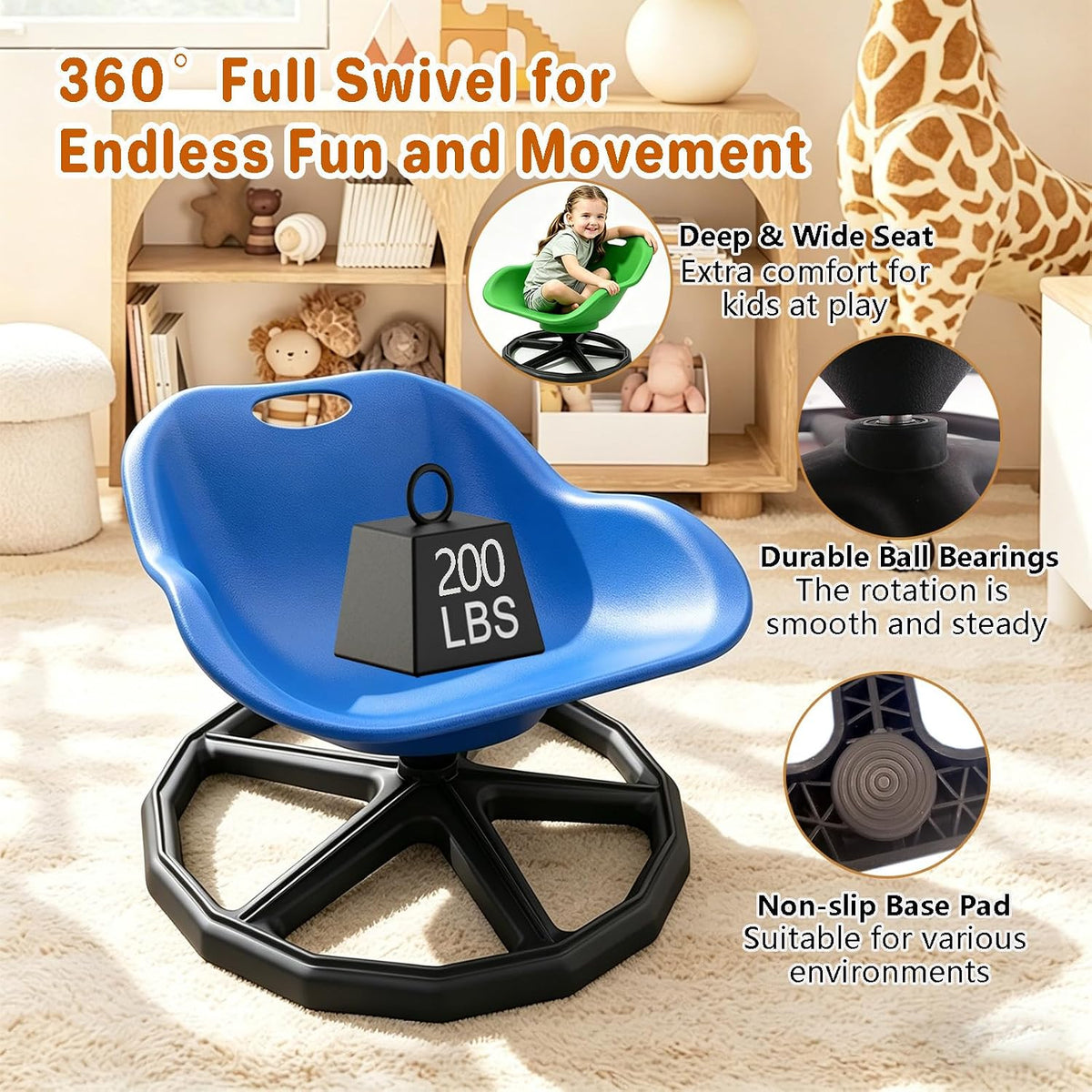Kids Sensory Spinning Chair Blue