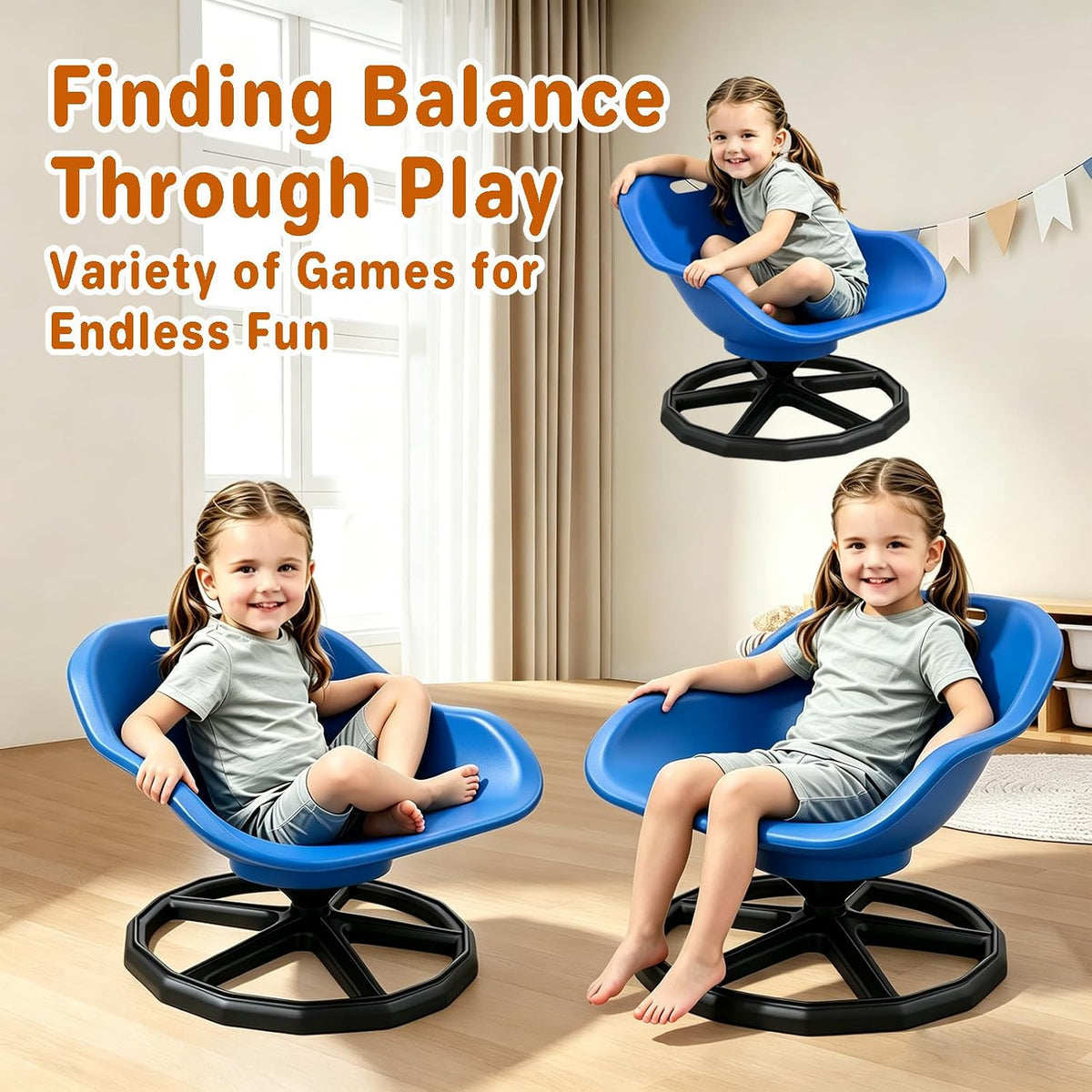 Kids Sensory Spinning Chair Blue