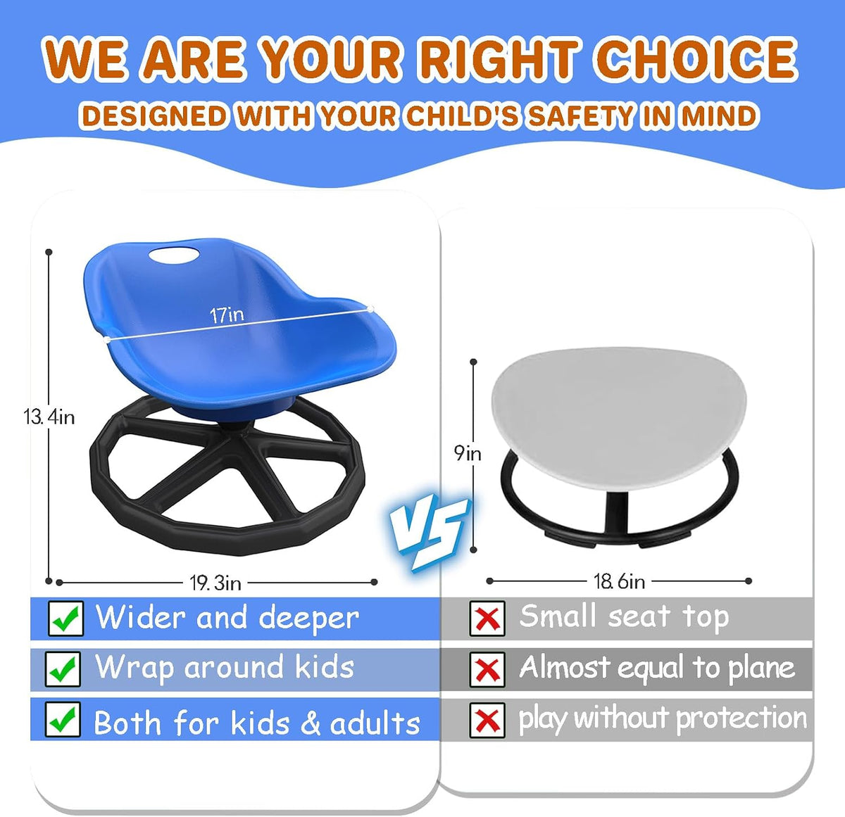 Kids Sensory Spinning Chair Blue