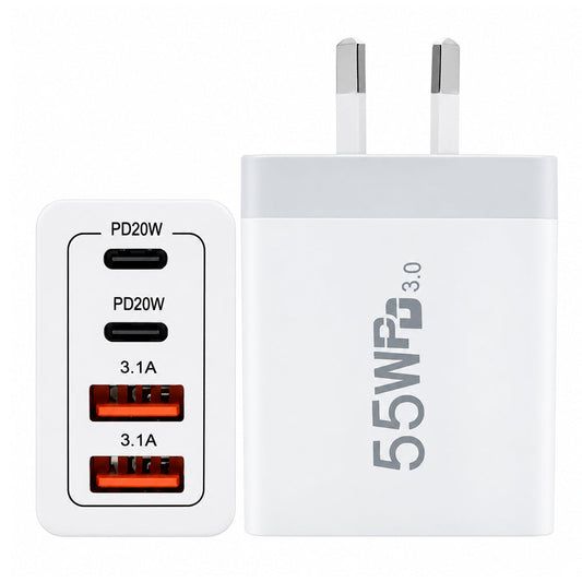 55W DUAL USB C PD Fast Charging Wall Adapter
