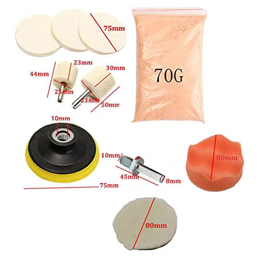 Glass Polishing Kit 9 Pcs