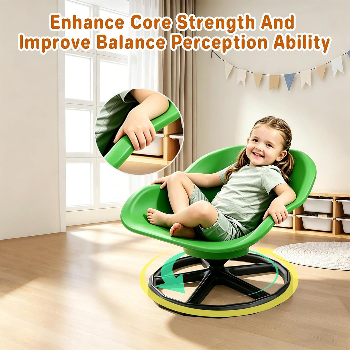 Kids Sensory Spinning Chair Green