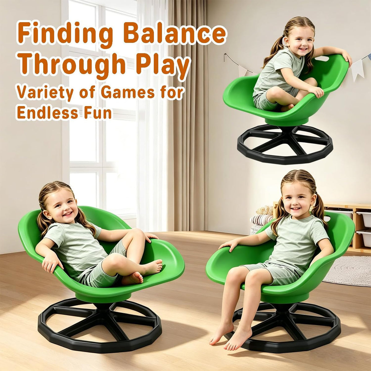 Kids Sensory Spinning Chair Green