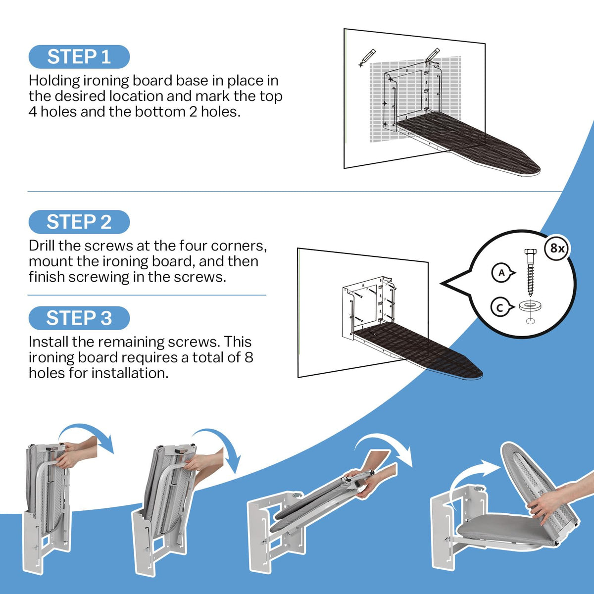 Wall Mounted Foldable Ironing Board