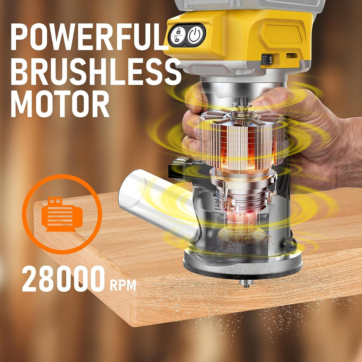 Cordless Power Router Compatible with Dewalt