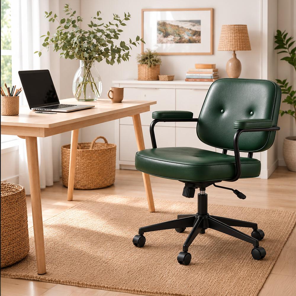 Retro Home Office Chair - Olive Green Vintage