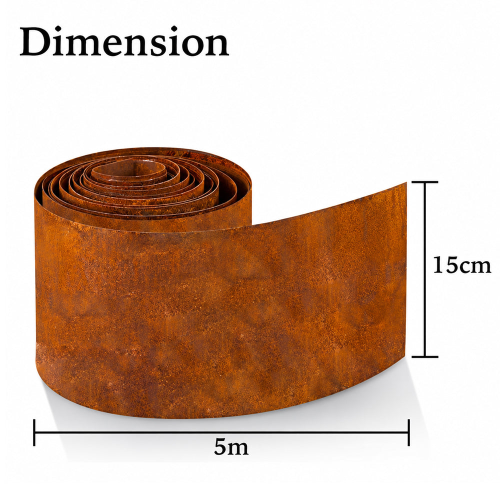 Garden Edging Flexible Rusty Metal Landscape Border - 5m