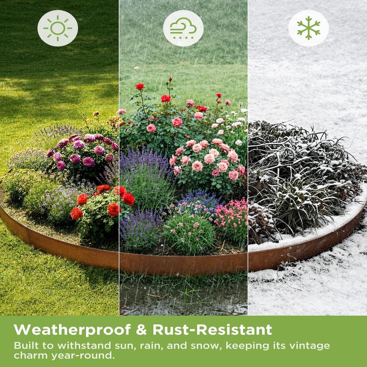 Garden Edging Flexible Rusty Metal Landscape Border - 5m