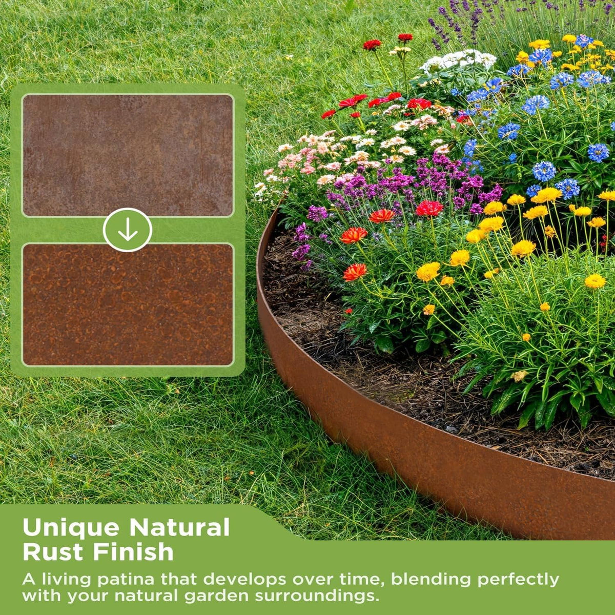 Garden Edging Flexible Rusty Metal Landscape Border - 10m