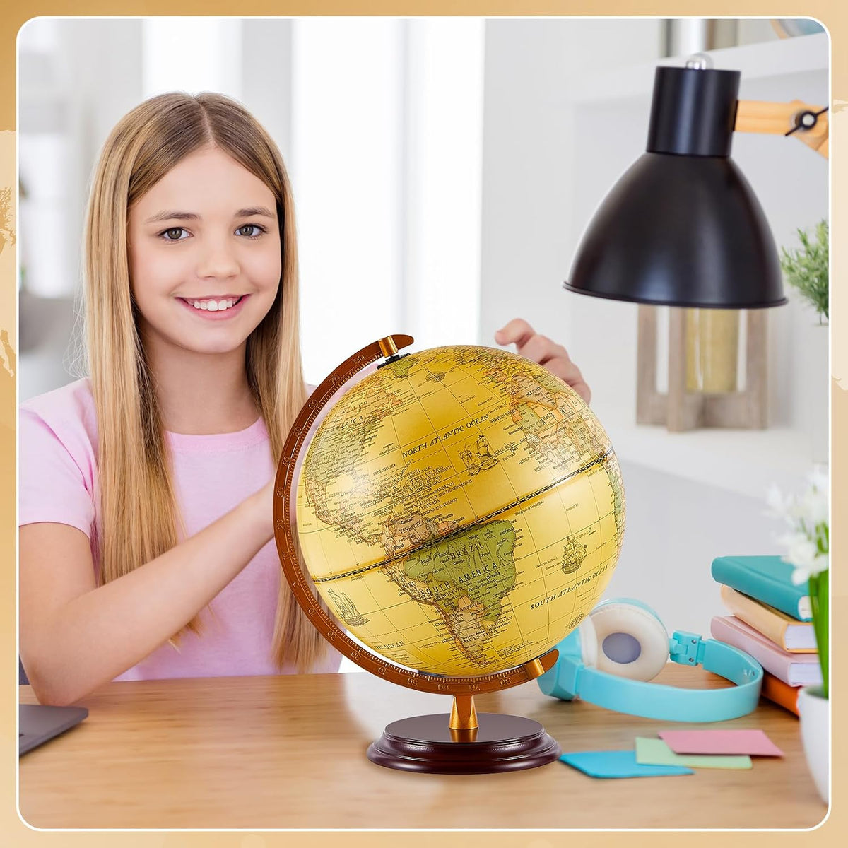 Illuminated Antique World Globe 25CM