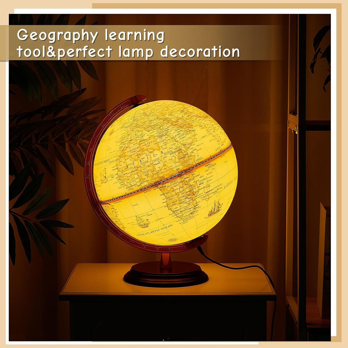 Illuminated Antique World Globe 25CM