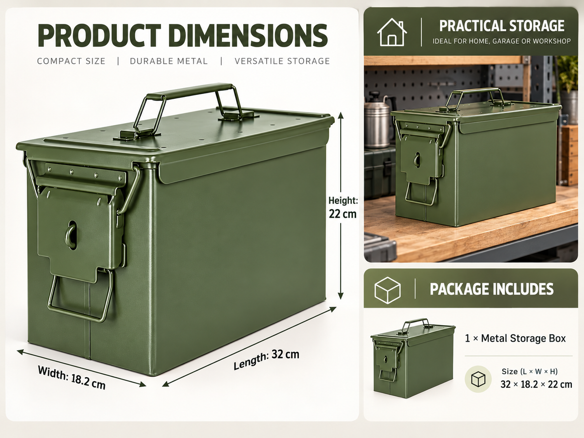 Metal Ammo Tin Case Storage Box