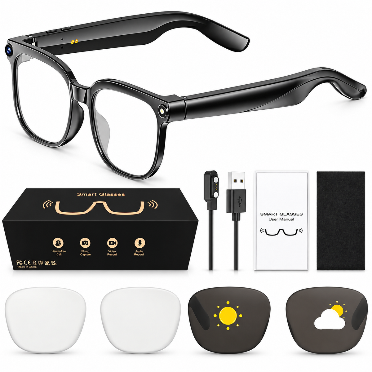 AI Smart Glasses 8MP AI Translation Camera