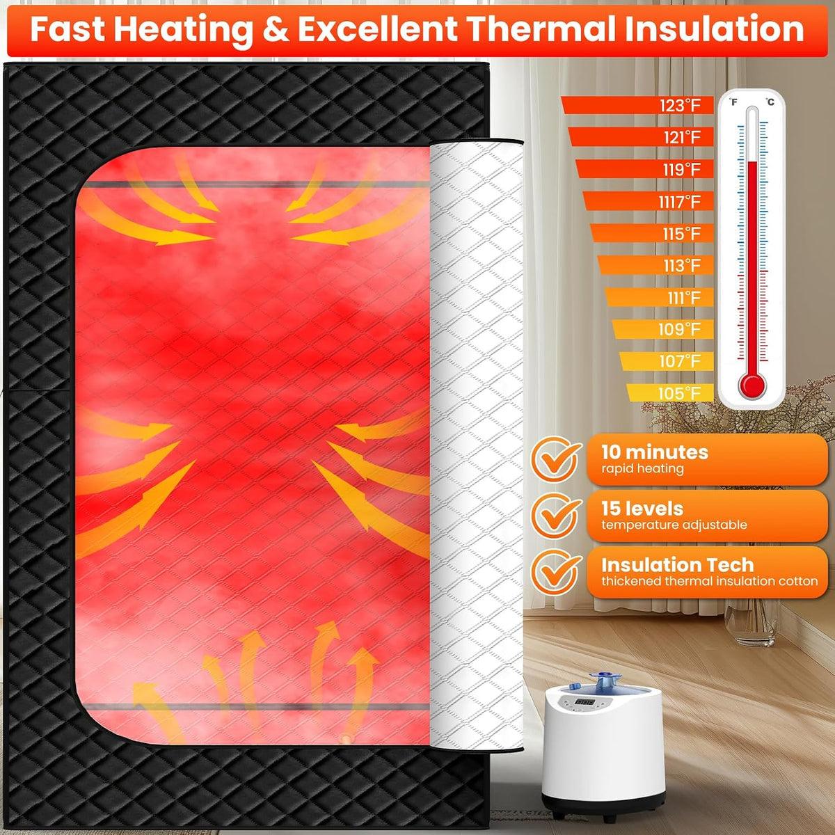 Steam Sauna with Red Light Therapy