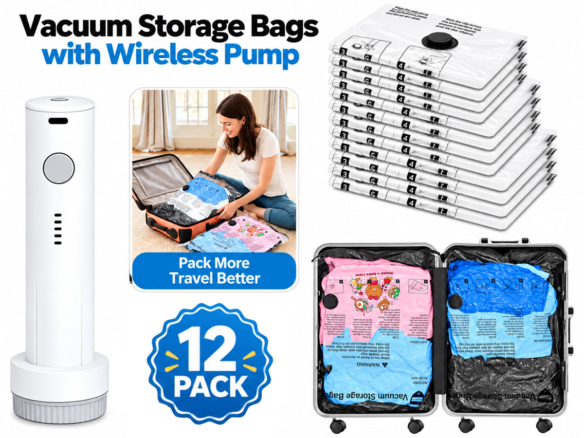12 Pack Vacuum Storage Bags with Pump