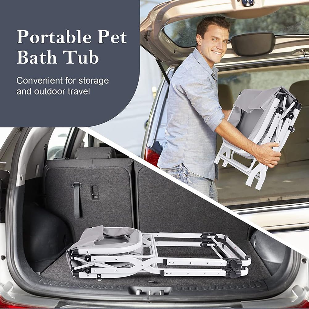 Dog Bath tub Elevated & Foldable Space Saving Pet Shower Station