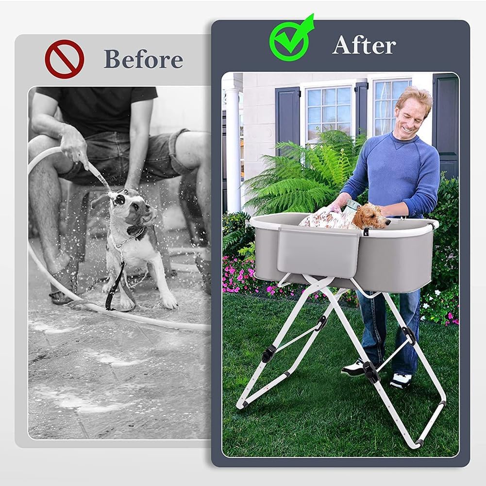 Dog Bath tub Elevated & Foldable Space Saving Pet Shower Station