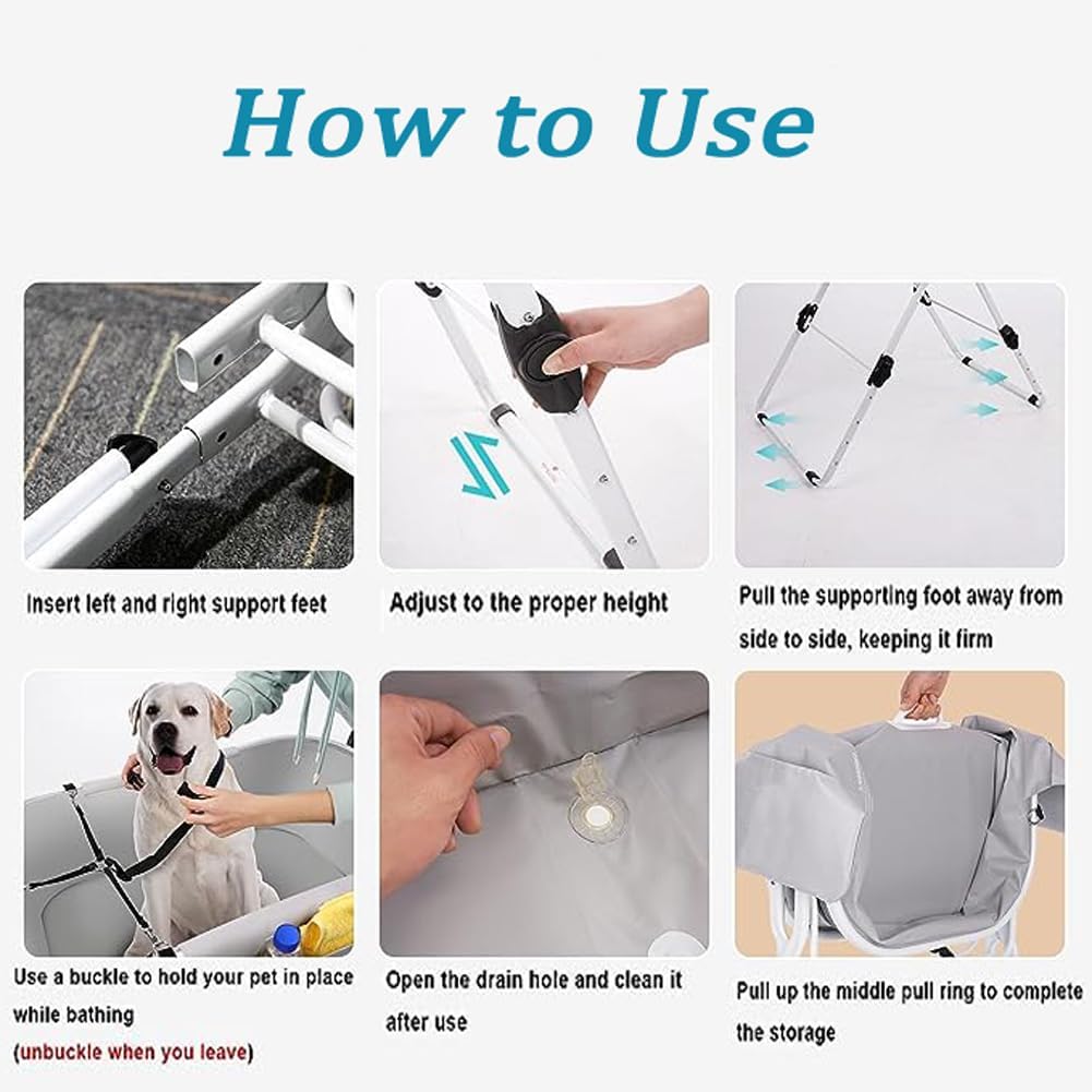 Dog Bath tub Elevated & Foldable Space Saving Pet Shower Station