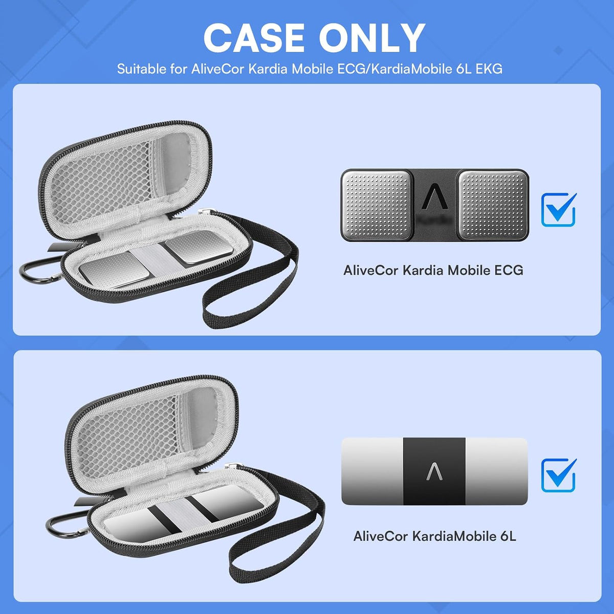 AliveCor KardiaMobile Hard Shell Case (For 1-Lead & 6-Lead)