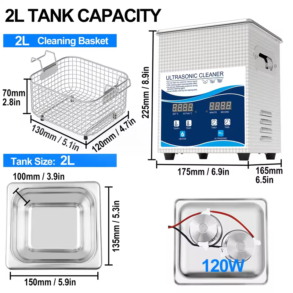 Heated Ultrasonic Cleaner 2L 60W
